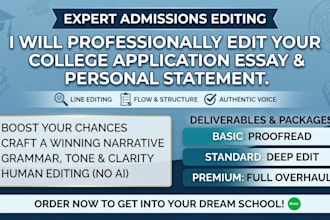 professionally edit your college application essay and personal statement