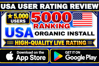 add mobile promotion, 5 star USA IOS rating review, 5000 mobile download install