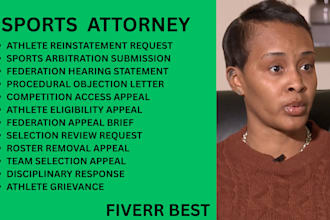 be your sports lawyer for federation hearings,team selection and roster disputes