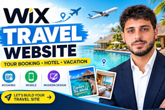 design wix travel agency website tour booking vacation hospitality hotel website
