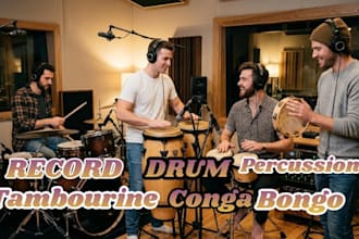 play percussion, drum, tambourine, conga, bongo for country tracks