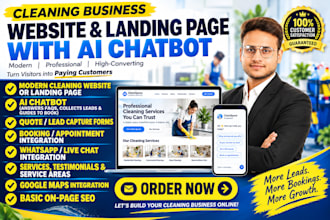 design cleaning website landscape landing page ai chatbot expert