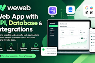 build your weweb web app with api, database and integrations
