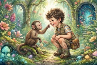 illustrate story book for kids, watercolor art, cartoon aquarell illustration