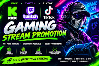 promote your gaming stream on kick twitch and tiktok