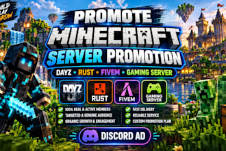 minecraft gaming server prom0tion, discord promotion, gaming promotion