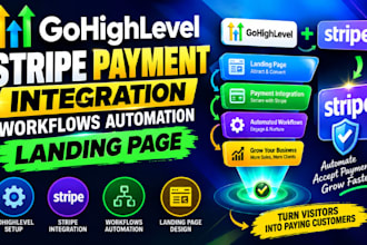 setup gohighlevel stripe payment integration workflows automation landing page