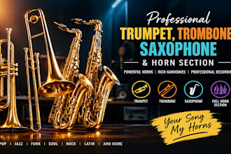 record pro trumpet, trombone, saxophone and horn sections