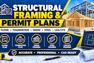 design structural framing, foundation, floor plans permit for wood and steel
