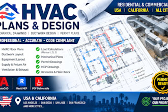 design hvac plans, mechanical drawings, ductwork and permit plans