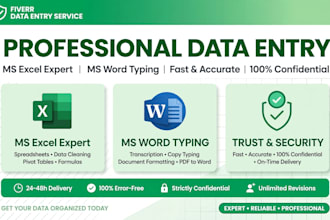 data entry, ms excel work and ms word typing accurately