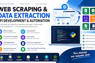 scrape any website or mobile app and deliver clean data
