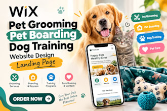 wix pet grooming pet boarding dog training website design landing page