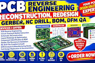 pcb reverse engineering, reconstruction, redesign, gerber, nc drill, bom, dfm QA