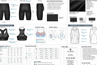 develop compression wear fitness apparel tech pack for brand production