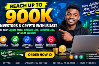 hit 900k investors for crypto mlm, affiliate link, referral link, MLM website
