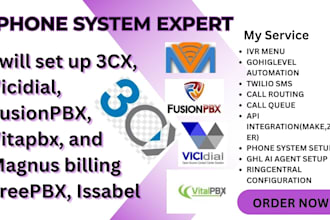 set up vicidial 3cx fusionpbx vitapbx asterisk  magnusbilling freepbx issabel