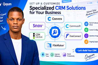 set up coevera, snov, commusoft, cdk global, franconnect, or filemaker CRM