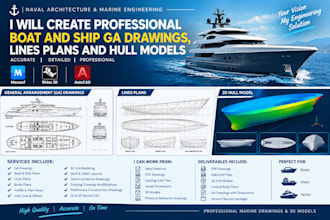 create professional boat and ship ga drawings, lines plans and hull model