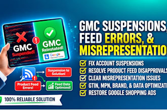 fix gmc suspensions product feed errors and misrepresentation issues