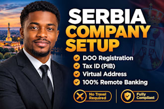 serbia llc doo, tax number, virtual address and remote banking support