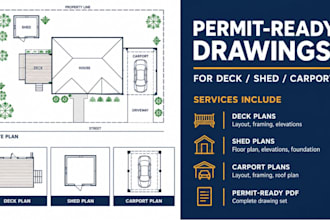 do deck permit , shed plan, and carport drawings for permit approval