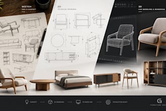 design modern sofas, chairs, tables and luxury 3d furniture products design