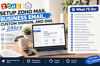 setup zoho mail business, email with custom domain and dns in 24hrs