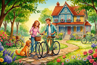 draw children story book and  illustrate hand drawn watercolor children book