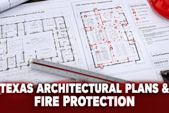 provide architectural drawing set with fire protection plans for permit in texas