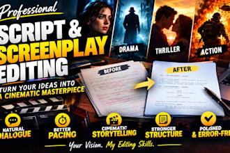 edit your drama thriller romance or action script with cinematic dialogue