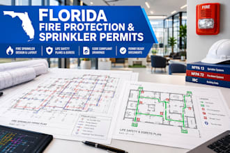 design fire alarm shop drawings florida permit fire sprinkler layout egress plan