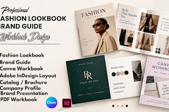 design fashion lookbook, brand guide, canva workbook, adobe indesign