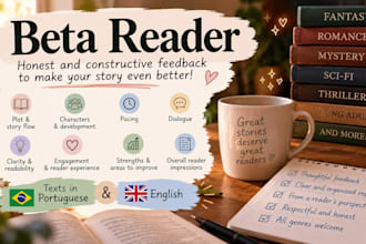 beta read your english or portuguese manuscript with a detailed report