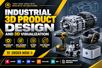 do 3d cad design, 3d cad model, 3d product rendering, industrial product design