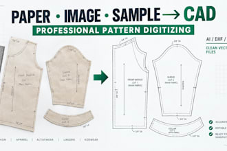 digitize paper, image and sample patterns into professional cad files
