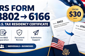 prepare irs form 8802 for form 6166 US tax residency certificate
