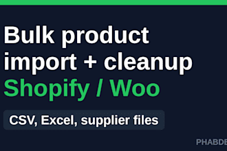 bulk import your product csv into shopify or woocommerce