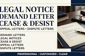 prepare legal notice demand letter,  desist letter appeal letter as US attorney
