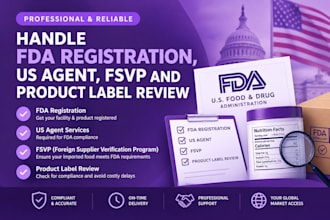 handle fda registration, US agent, fsvp agent and label compliance