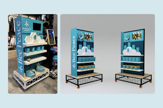 design 3d retail pop display stands and renders