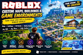 build custom roblox maps  buildings  game environments  studio and 3d worlds