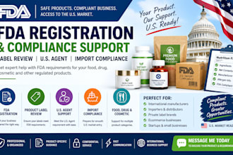 do fda registration, product label review, US agent and import compliance