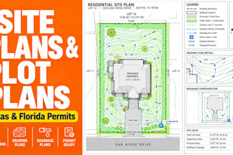 create texas and florida residential site plan plot plan drawings