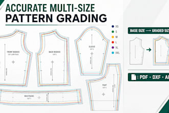 grade clothing sewing patterns into accurate multi size files for manufacturing