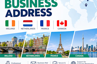 provide a virtual business address in ireland netherlands france canada