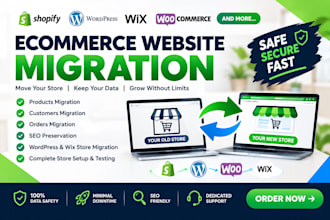 migrate ecommerce website store products order customers SEO wordpress wix store