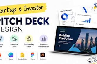 design startup pitch deck, investor presentation and fundraising deck