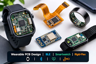 create wearable pcb for smartwatch, fitness, iot, battery, bluetooth integration
