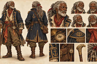 design a professional character reference sheet